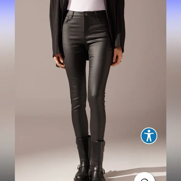 Calzedonia Faux Leather Skinny Leggings size Large - Picture 2 of 5